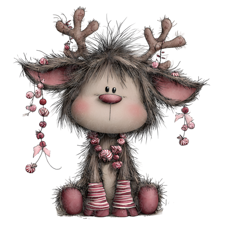 Cute Cartoon Christmas Reindeer with Ornaments – GBH22573